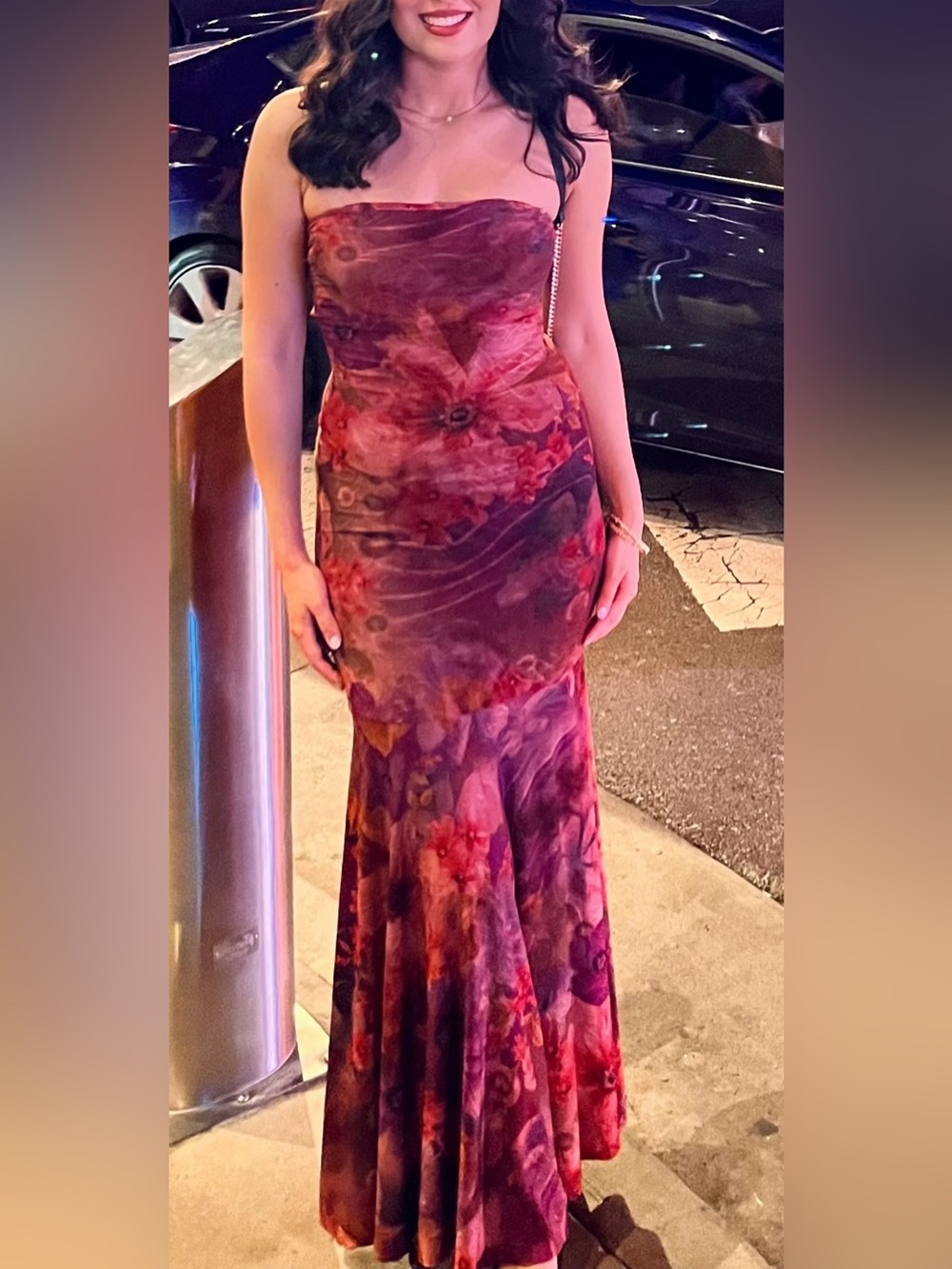 Windsor Strapless Floral Maxi Dress in Wine and Berry